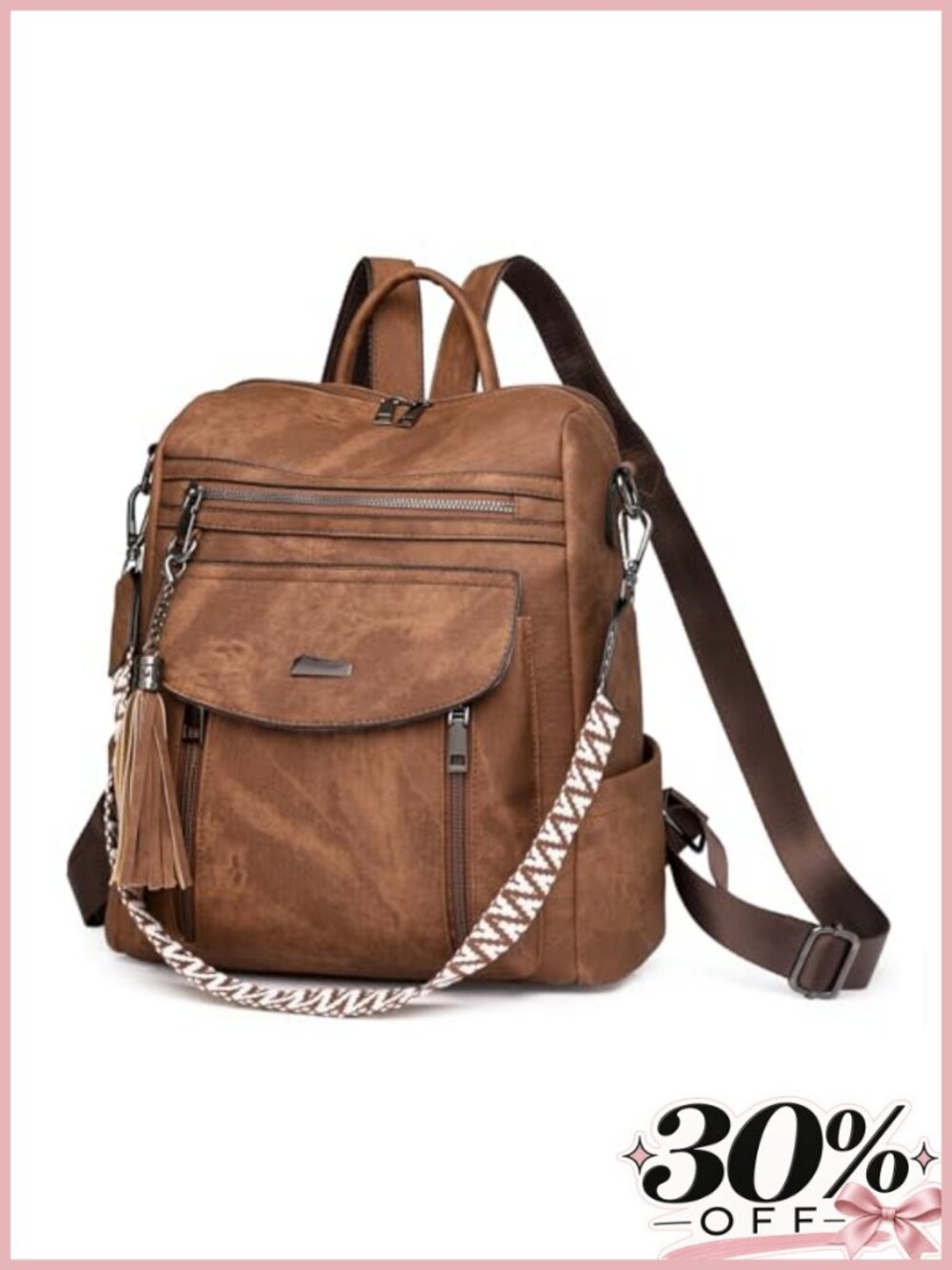 Faux Leather Convertible Backpack Purse for Women, PU Leather Travel Handbag